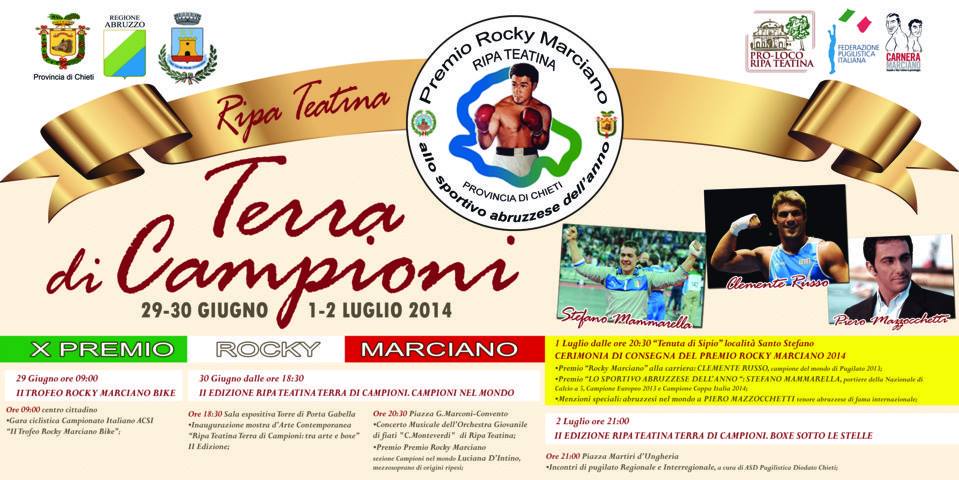 A Clemente Russo il Premio Rocky Marciano 2014: Eventi al via dal 29 giugno a Ripa Teatina