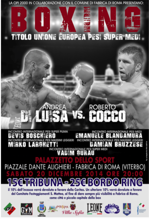 #LegaProBoxe - Sabato a Viterbo, Andrea Di Luisa sfida Roberto Cocco per il titolo UE dei pesi supermedi