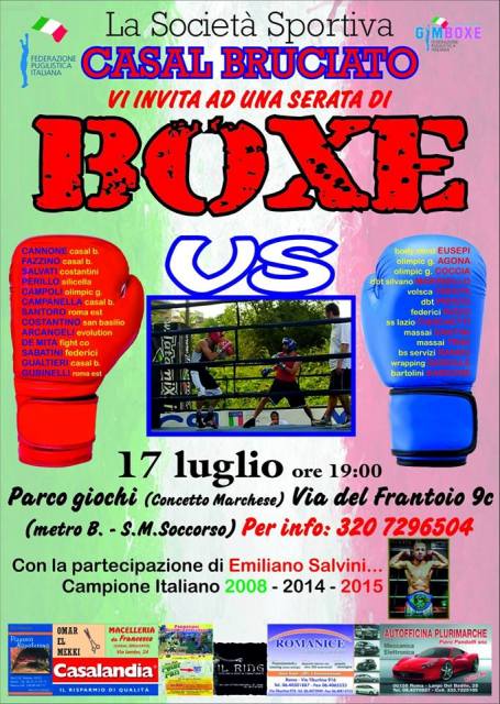 Boxe Roma Casalbruciato organizza al Parco Tiburtino III 