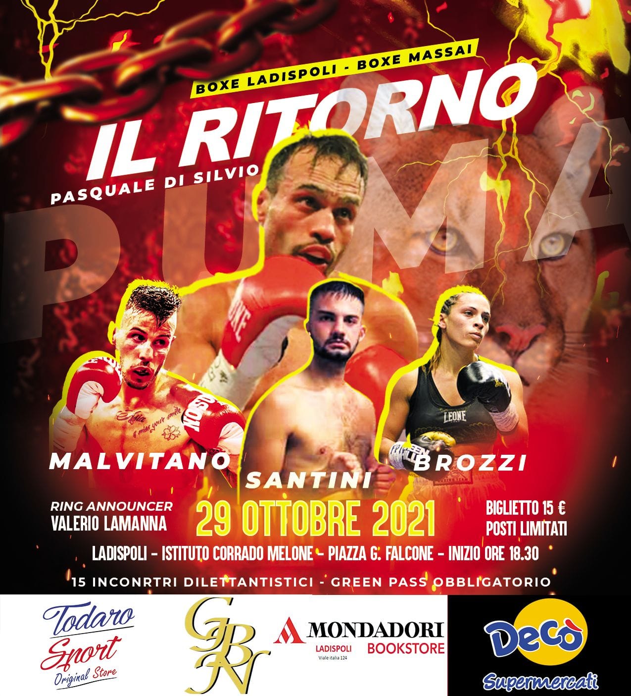 Il 29 ottobre a Ladispoli il ritorno sul ring di Pasquale "El Puma" Di Silvio