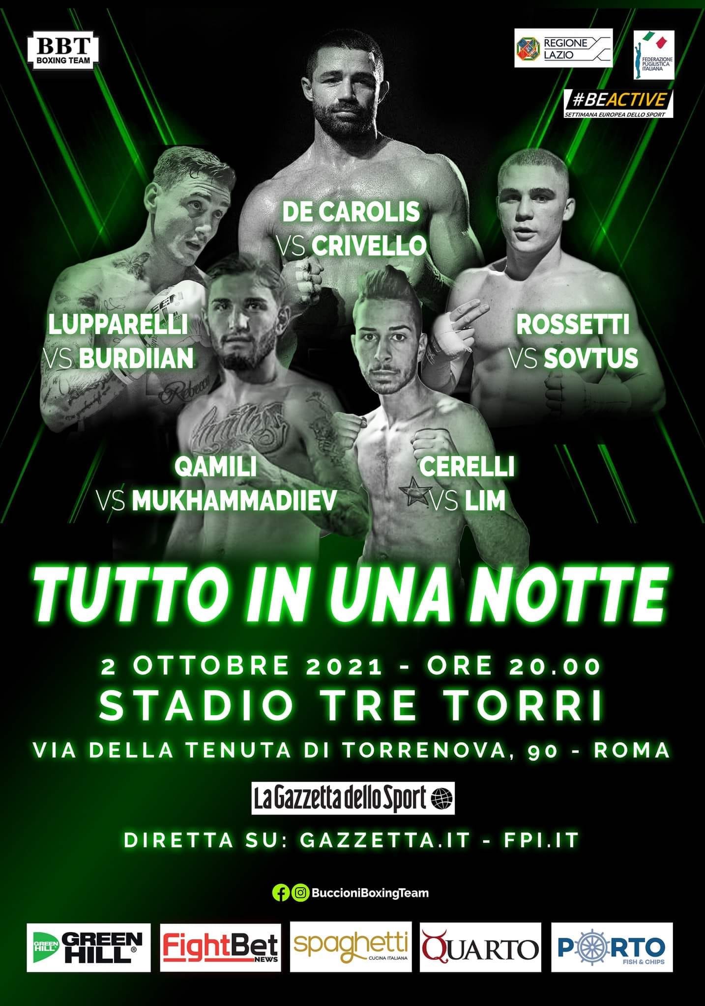 Sabato grande boxe in diretta su Gazzetta.it e Youtube FPIOfficialChannel: Main Event con De Carolis 