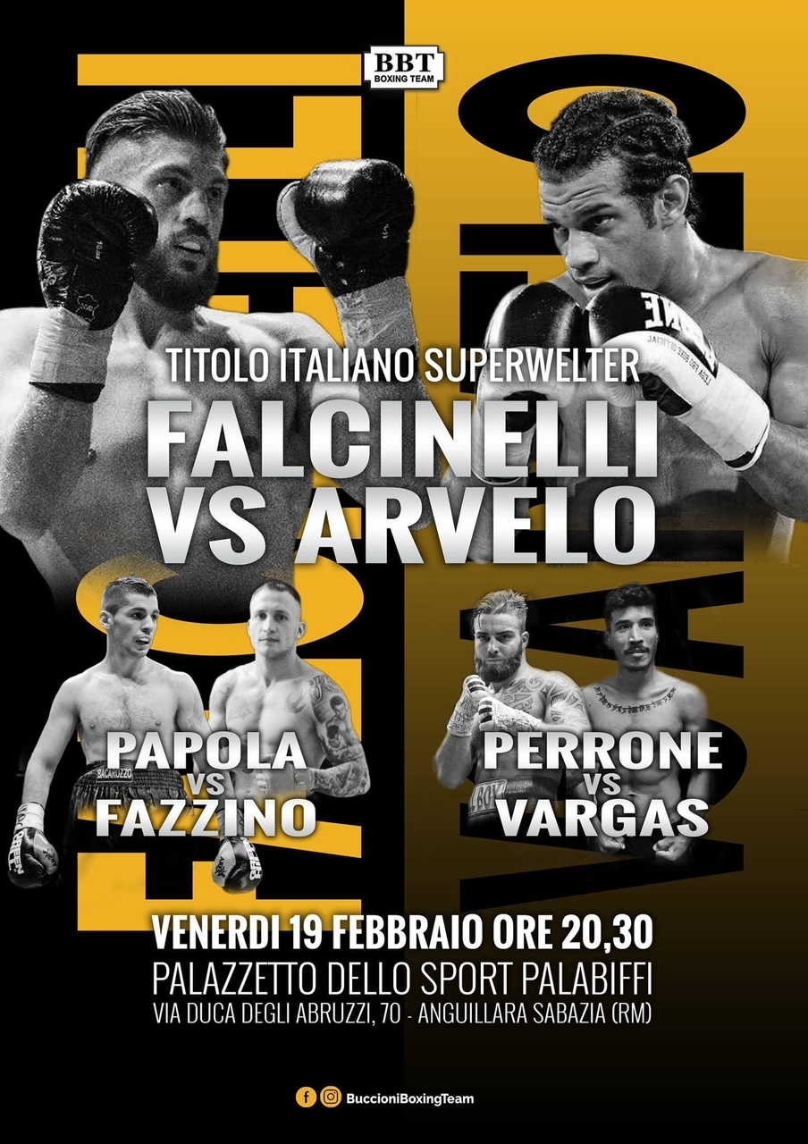 Il 19 Febbraio ad Anguillara Falcinelli vs Segura per il Titolo Italiano Superwelter 