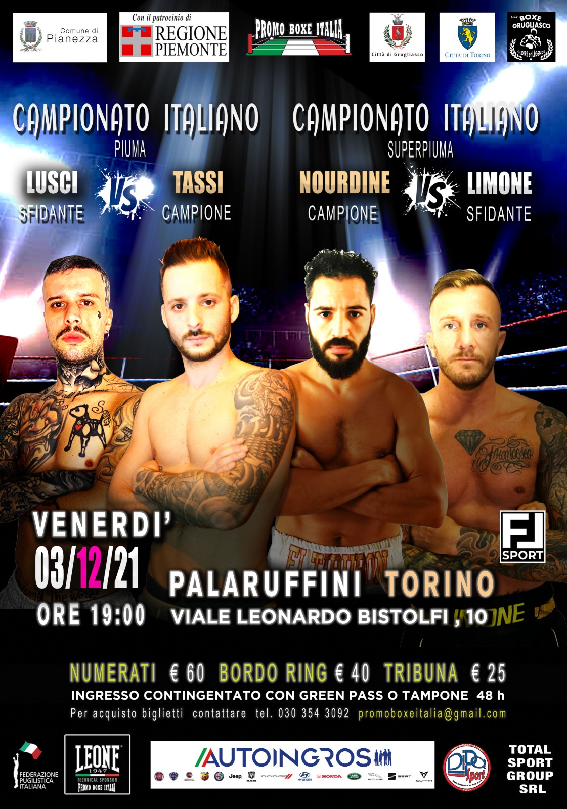 Il 3 dicembre pv la Torino Boxing Night - INFO TICKET 