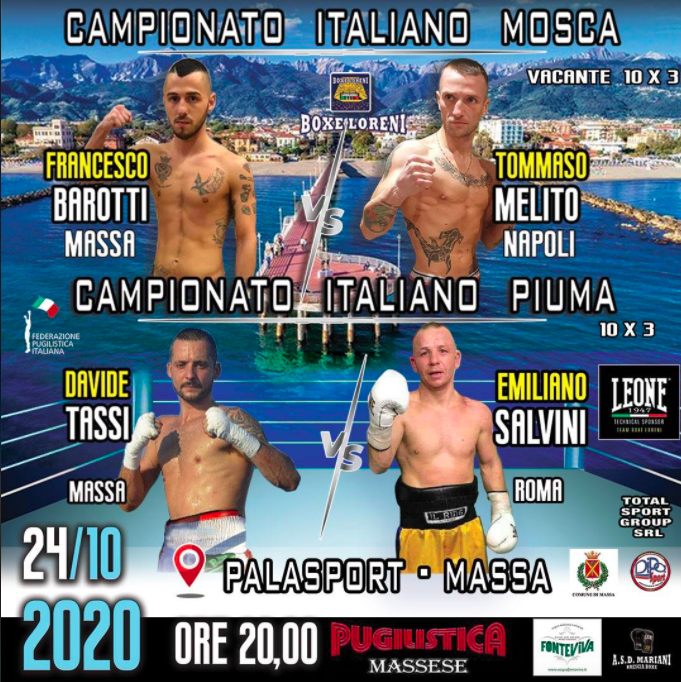 Sabato 24 Ottobre a Massa la Serata Boxe Loreni con due Titoli Italiani in Palio - INFO LIVESTREAMING & Sottoclou