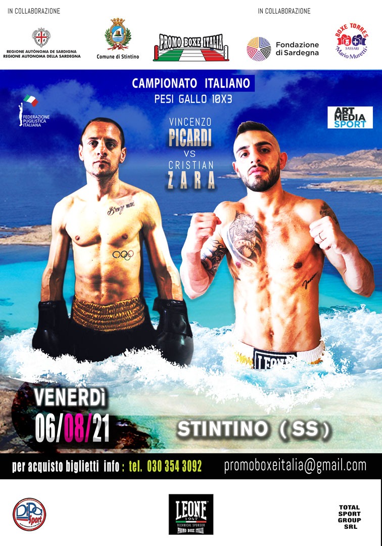 Stintino Boxing Night 6/8/2021 - Main Event la sfida per il Titolo Italiano Gallo Picardi vs Zara
