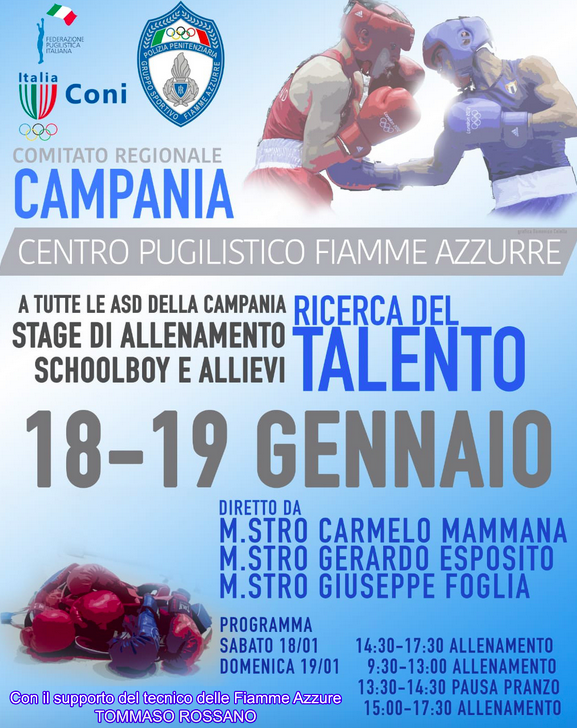 Il 18 e 19 Gennaio a Santa Maria Capua Vetere Stage Giovanile - Progetto FPI Ricerca del Talento