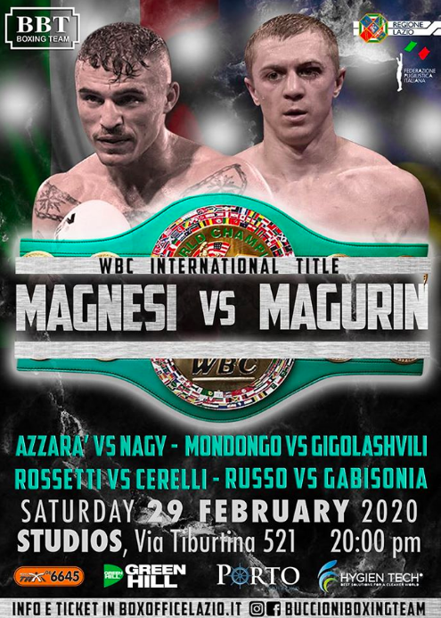 Il 29 Febbraio a Roma Magnesi vs Magurin per il Titolo Int. Silver WBC Superpiuma 