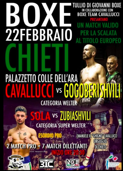 Il 22 Febbraio a Chieti il ritorno sul ring di Emanuele Ghigno Cavallucci 