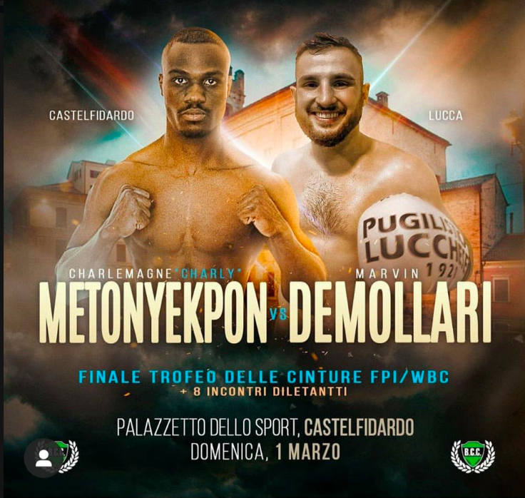 Il 1 Marzo a Castelfidardo la Finale Trofeo Cinture WBC-FPI 2019 Metonyekpon vs DeMollari