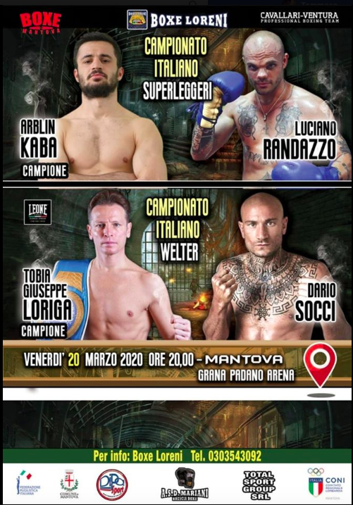 Il 20 Marzo la Mantova Boxing Night con due Titoli Italiani in Palio 