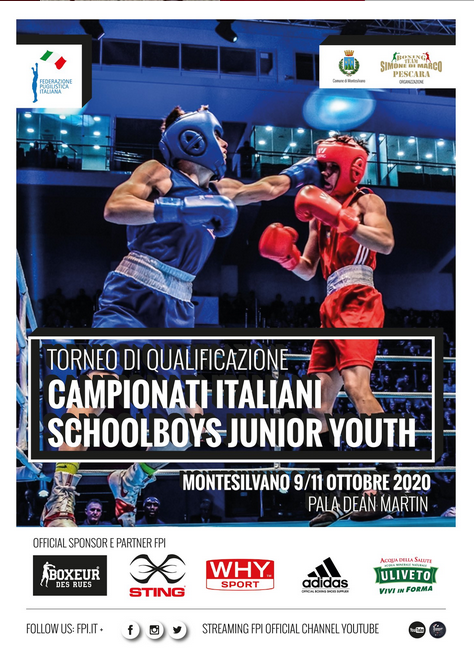 A Montesilvano dal 9 all'11 Ottobre PV il Torneo Qual. Campionati Italiani SchoolBoy Junior Youth 2020 - INFO LIVESTREAMING