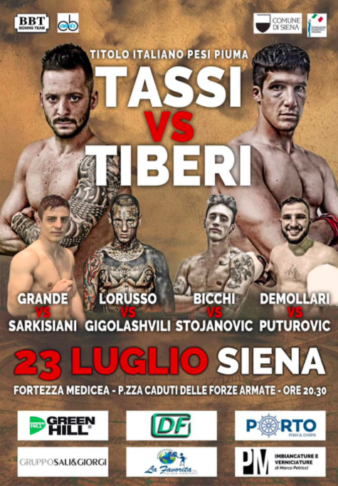 Il 23 luglio a Siena Tassi vs Tiberi per il Titolo Italiano Piuma 