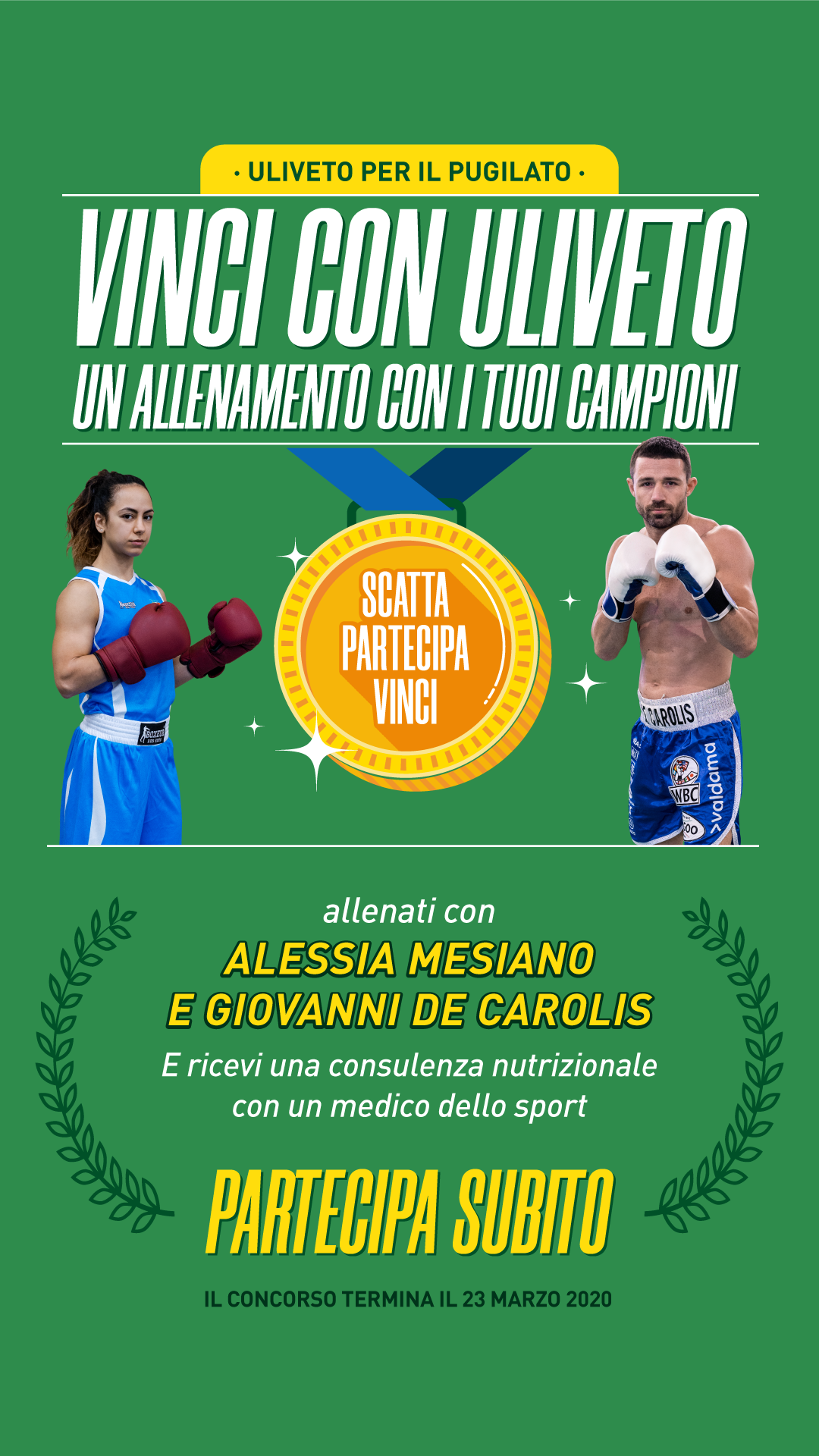 CONCORSO ACQUA ULIVETO - Vinci una giornata con i Campioni Alessia Mesiano e Giovanni De Carolis