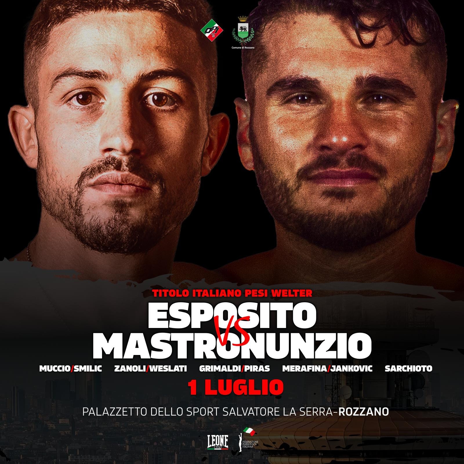 ROZZANO BOXING NIGHT: Il 1 Luglio Esposito vs Mastronunzio per il Titolo Italiano Welter 