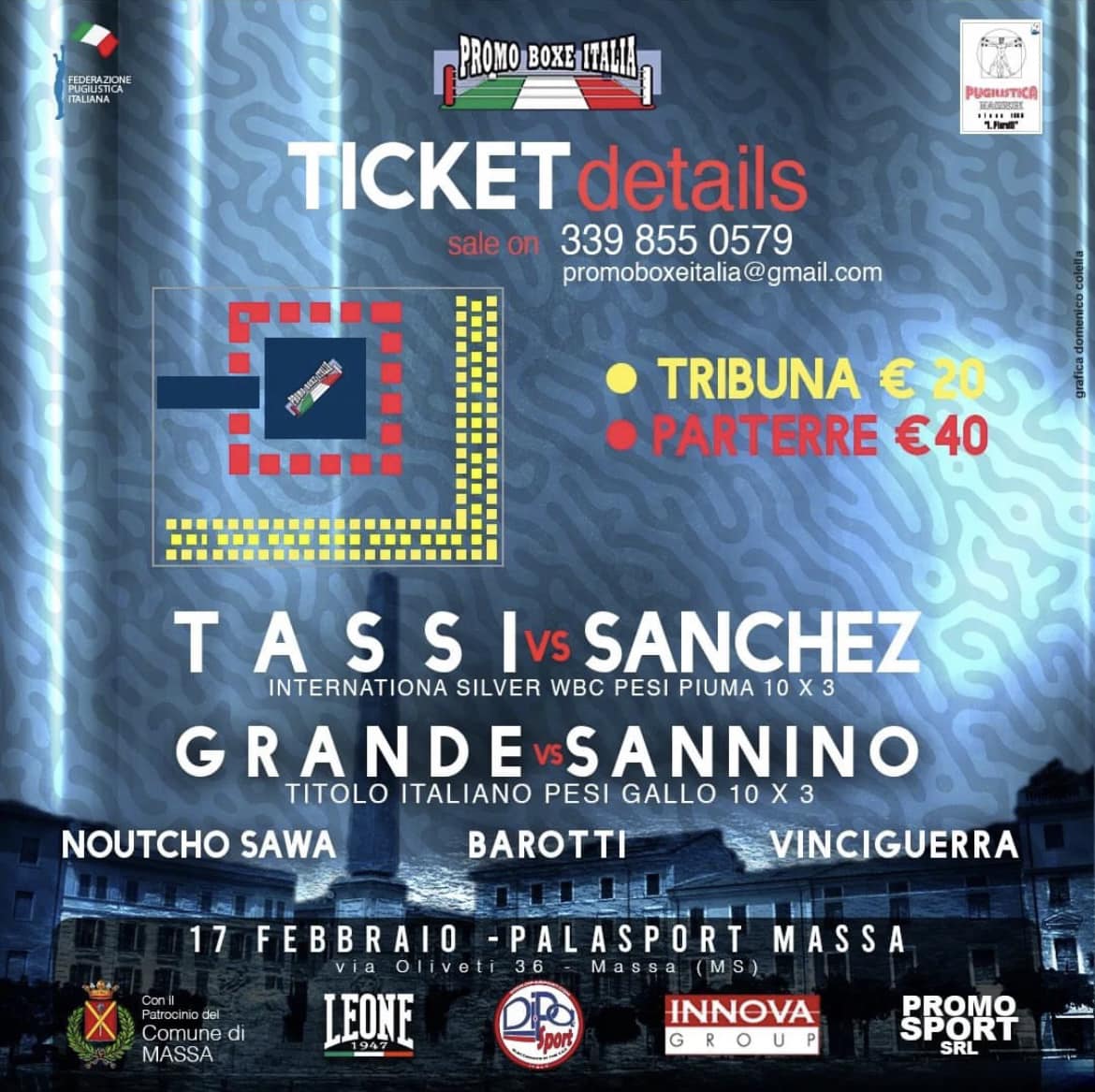Il 17 febbraio 2023 a Massa Serata Promo Boxe Italia con due Titoli in Palio - INFO TICKET 