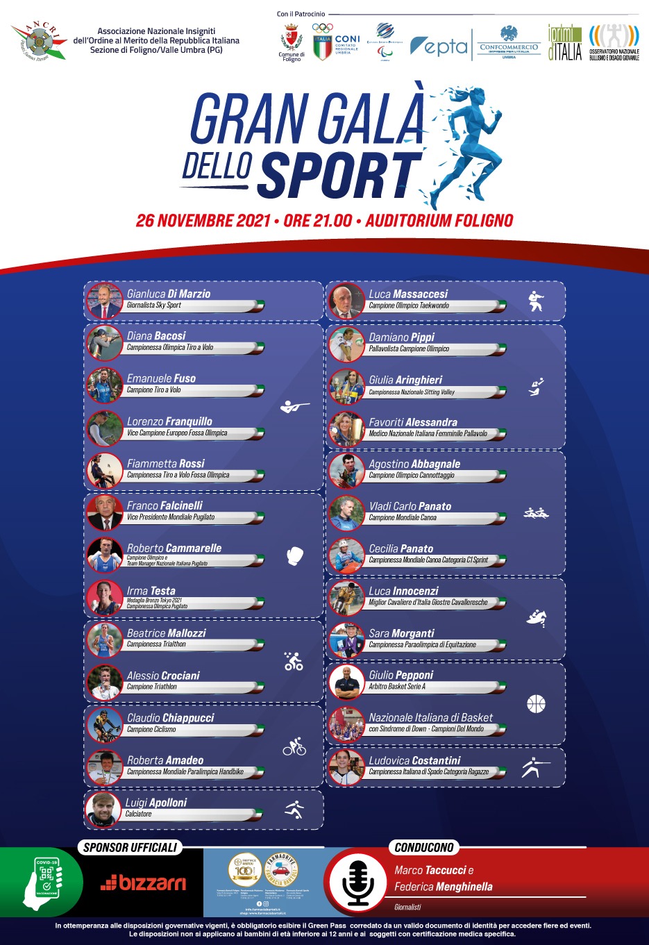 Il 26 Novembre al Gran Galà dello Sport di Foligno ospiti il Pres. EUBC Falcinelli, Roberto Cammarelle e Irma Testa