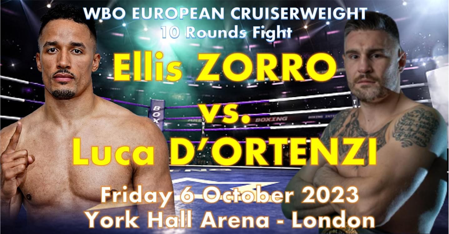 Il 6 ottobre p.v. a Londra Luca D'Ortenzi vs Ellis Zorro per il WBO Euro Cruiser 