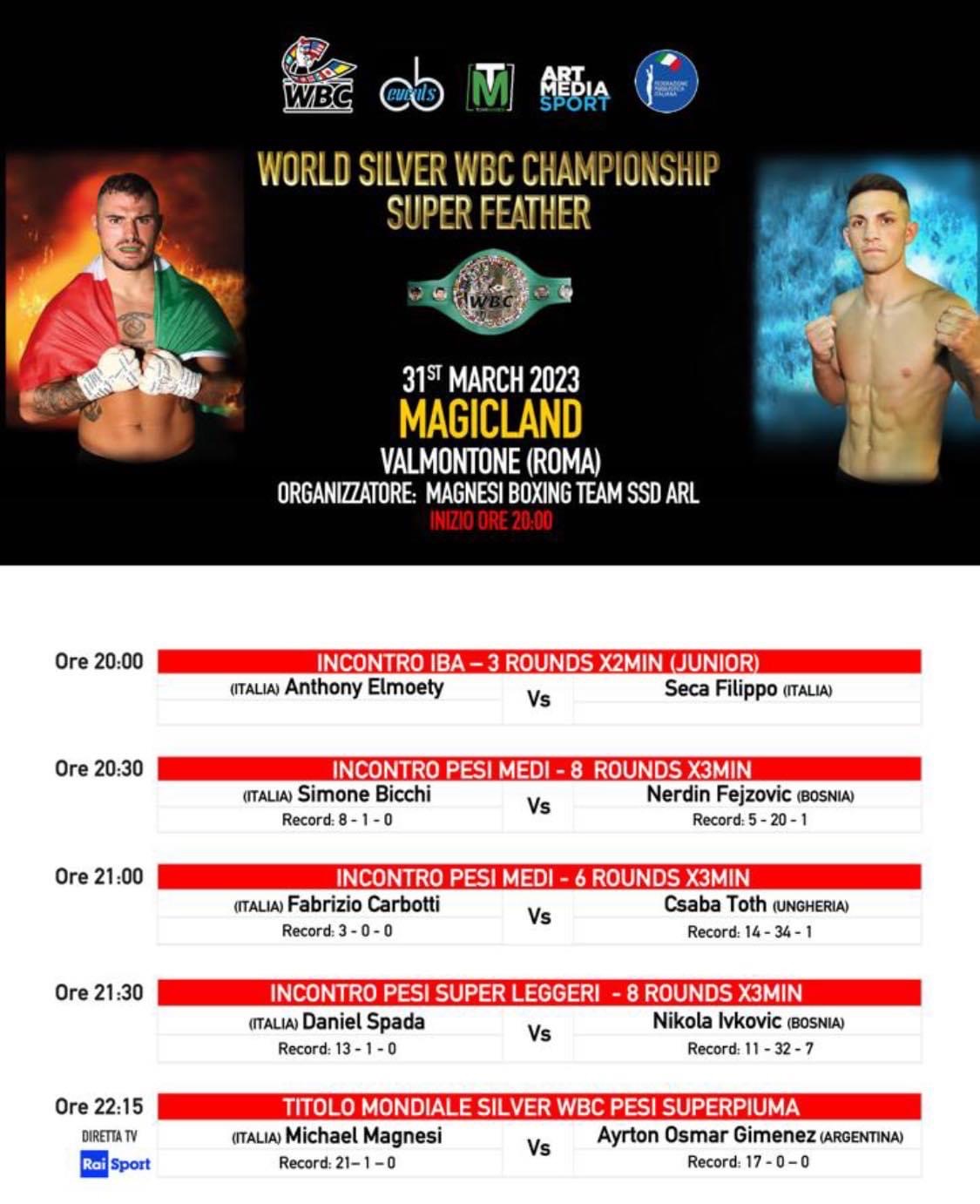 FIGHT WEEK: 4 GIORNI alla sfida per la Corona Silver WBC Magnesi vs Gimenez