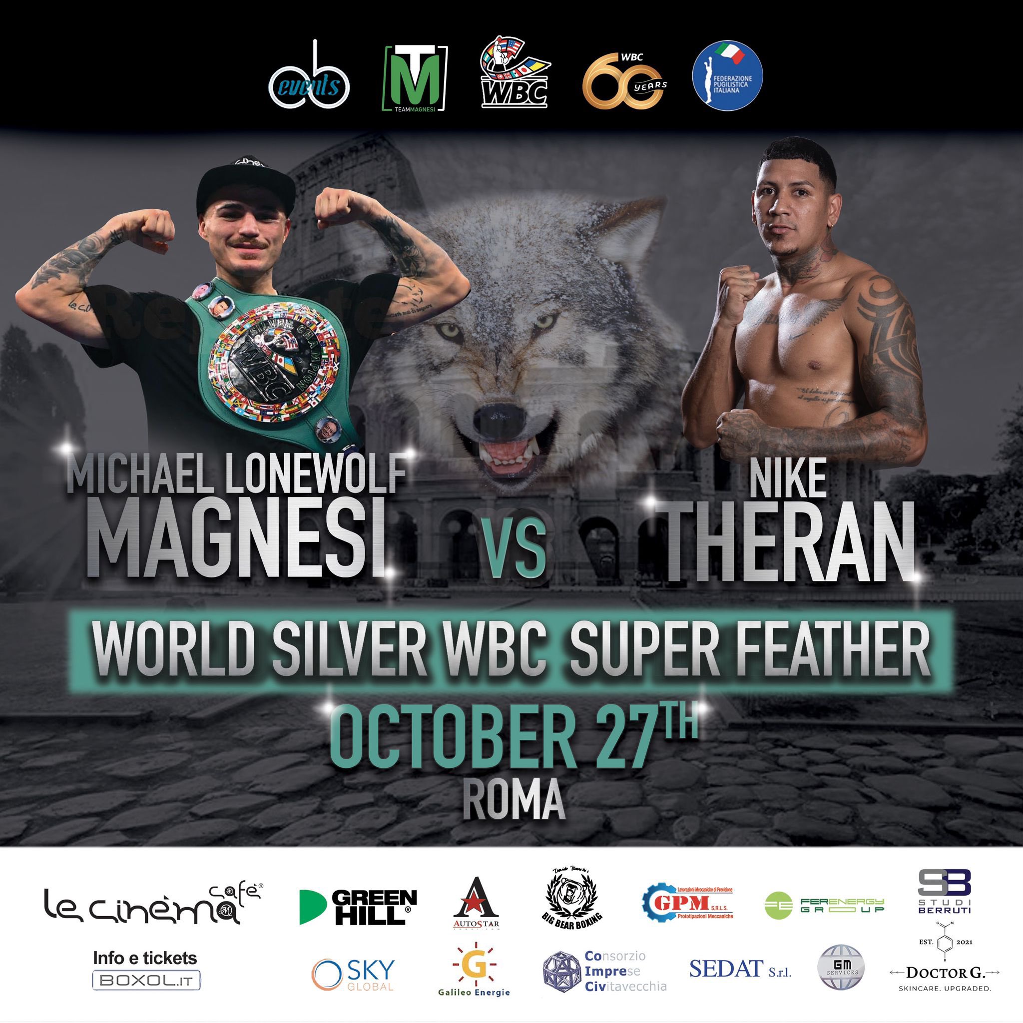 Il 27 Ottobre a Roma Michael Lonewolf Magnesi difenderà il Titolo WBC Silver Superpiuma Mondiale 