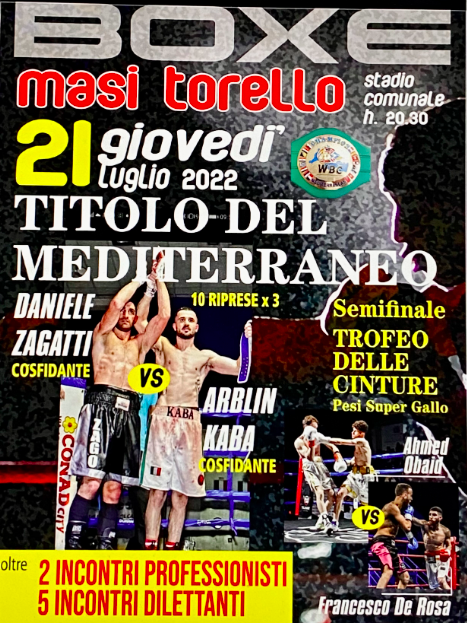 Il 21 luglio a Masi Torello (FE) Kaba vs Zagatti per il Mediterraneo WBC Superleggeri 