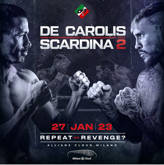 il 27 gennaio 2023 il rematch De Carolis vs Scardina - ORG. OPI 82 
