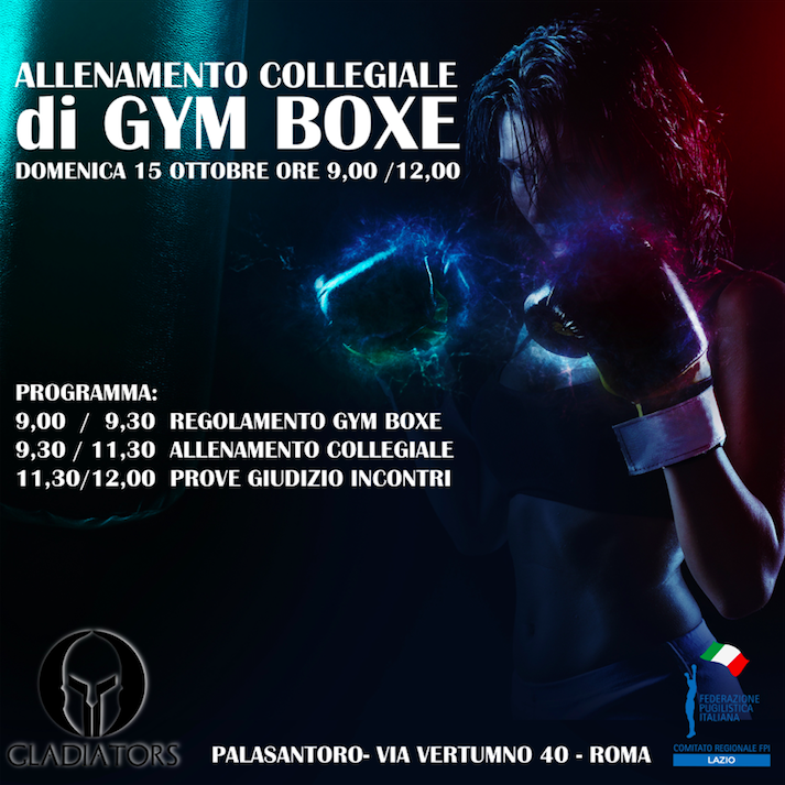 Il 15 ottobre a Roma un allenamento Collegiale di GYM BOXE per Tecnici e Atleti 