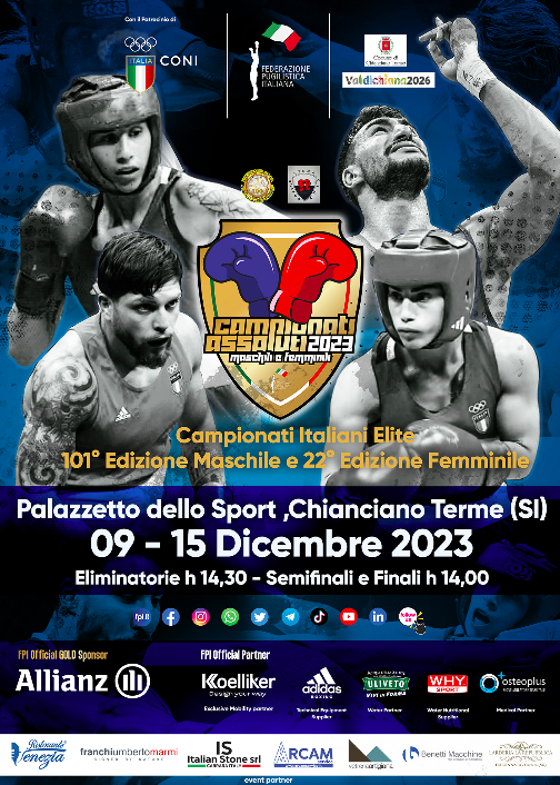 Campionati Italiani Assoluti M/F 2023 - Chianciano Terme 9-15 Dicembre - LOCANDINA UFFICIALE + INFO DIRETTA STREAMING & TV 