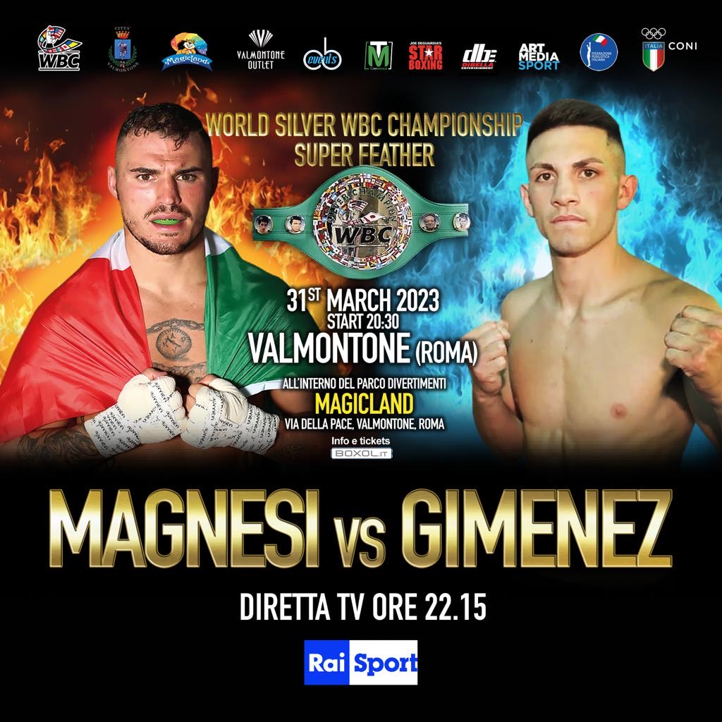 Il 31 marzo a Valmontone Michael LoneWolf Magnesi vs Gimenez per il Mondiale Silver WBC Superpiuma - DIRETTA RAISPORT H 22.15