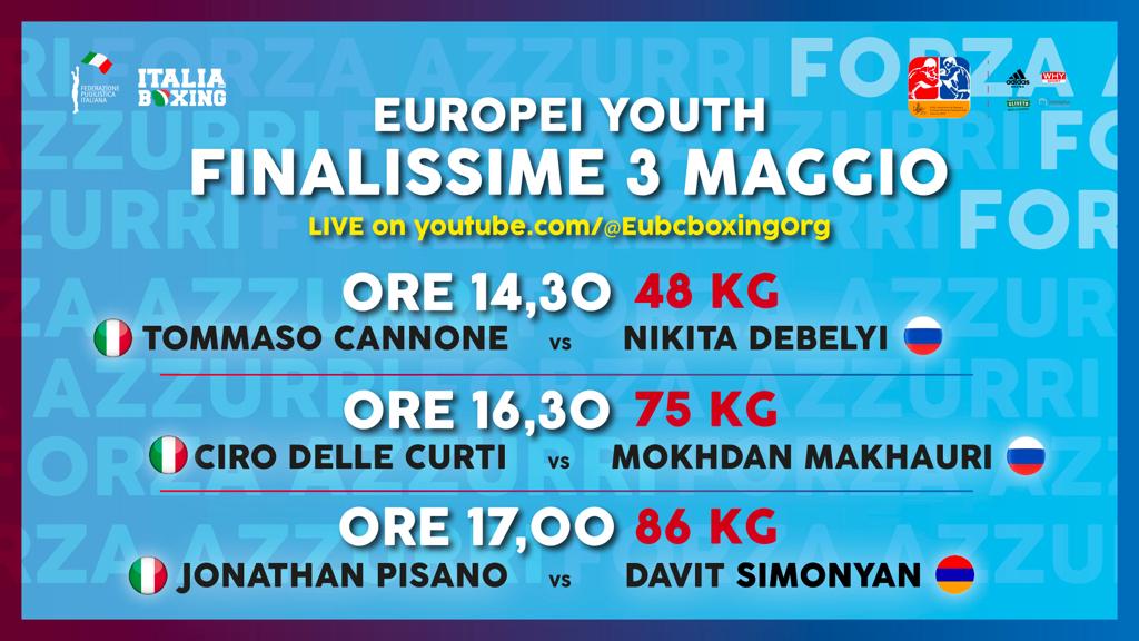 Europei Youth 2023 (Yerevan 25/4 - 3/5) - OGGI BREAK, DOMANI LE FINALISSIME CON 3 AZZURRI SUL RING - INFO ORARI E LIVESTRAMING 