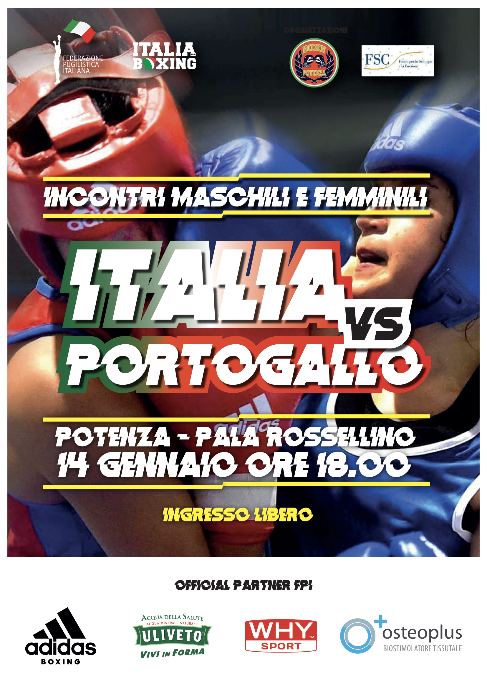 Il prossimo 14 gennaio a Potenza Sfida tra Italia e Portogallo - 4 Azzurre e 5 Azzurri sul ring