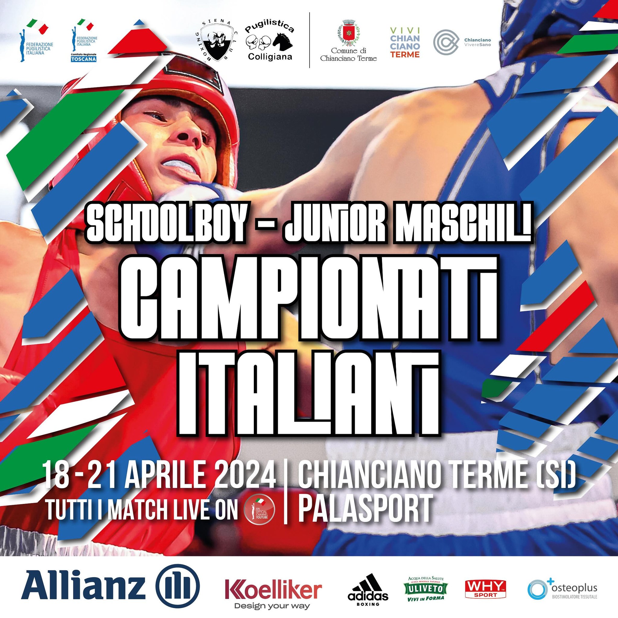 A CHIANCIANO TERME DAL 18 AL 21 APRILE P.V. LE FASI FINALI DEI CAMPIONATI ITALIANI SCHOOLBOY/JUNIOR 2024