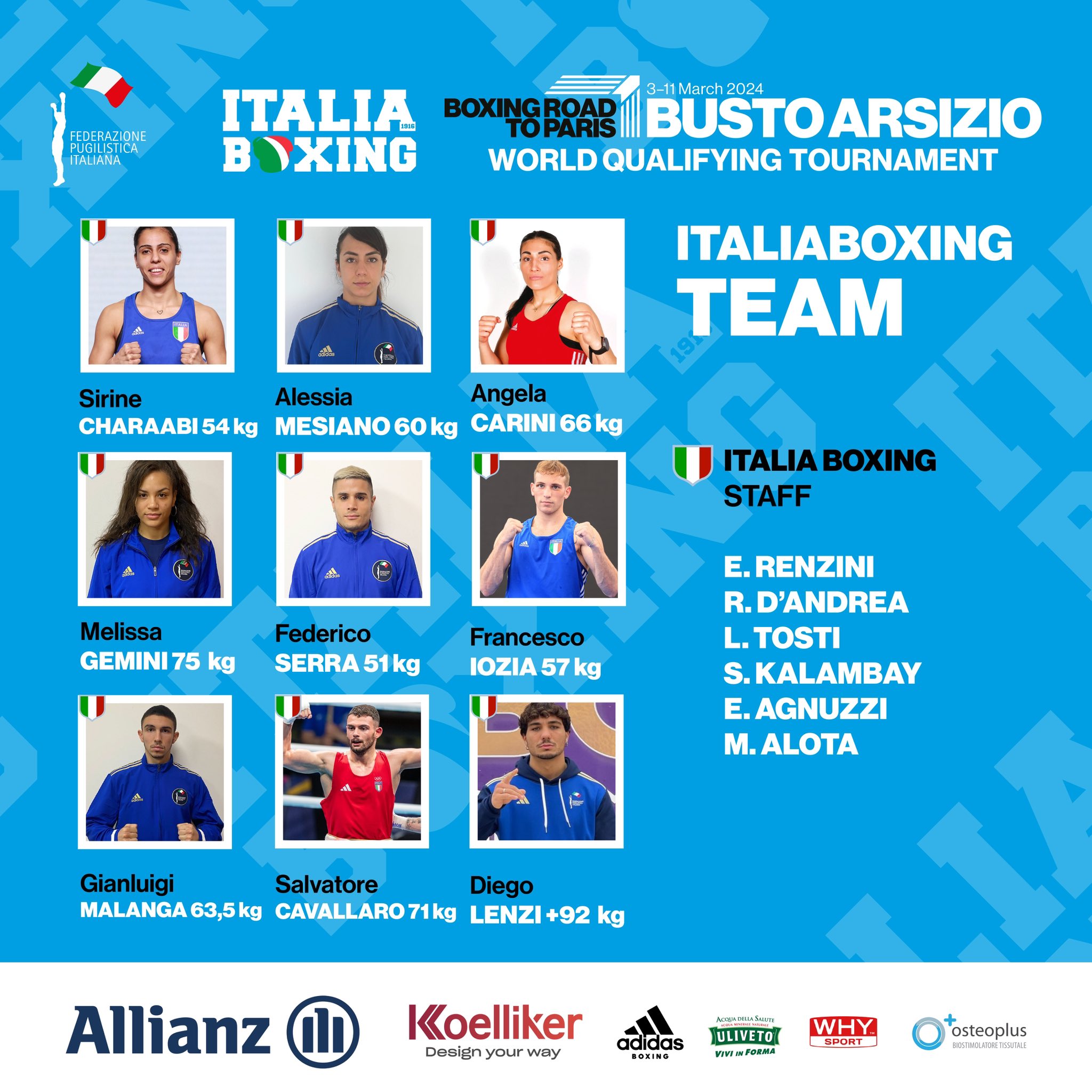 Torneo World Qualifying Tournament - Busto Arsizio 2024: 5 Azzurri e 4 Azzurre in corsa per i pass olimpici