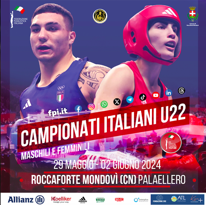 CAMPIONATI ITALIANI U22 M/F 2024: LA KERMESSE TRICOLORE DAL 29/5 AL 2/6 al PalaEllero di Roccaforte Mondovì 