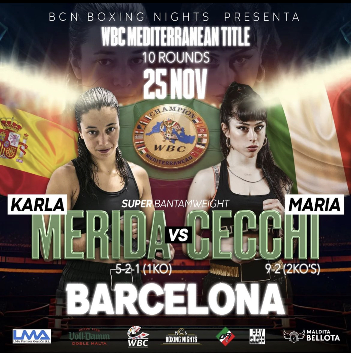 Il 25 novembre Maria Cecchi a Barcellona per il WBC Mediterraneo Supergallo 