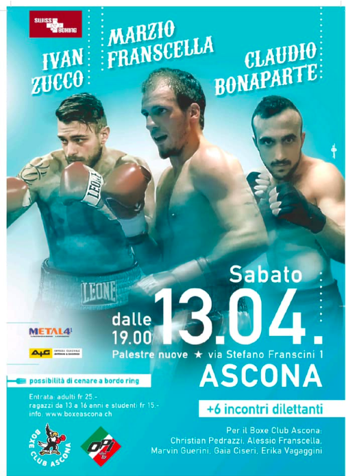 Il 13 Aprile ad Ascona una grande serata di Boxe AOB e PRO 