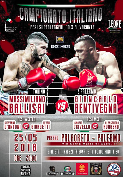 Il 25 Maggio a Palermo Ballisai vs Bentivegna per il Titolo Italiano Superleggeri - INFOTICKET TV SOTTOCLOU  #ProBoxing