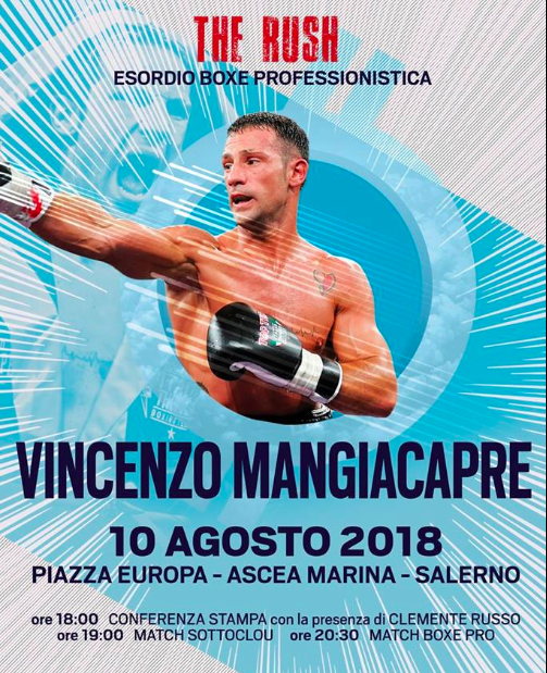 Il 10 Agosto ad Ascea Marina l'esordio Pro di Vincenzo Mangiacapre