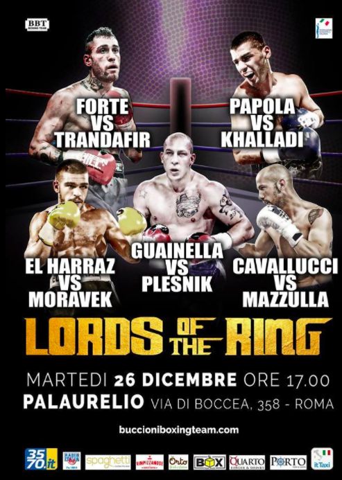 Il 26 Dicembre a Roma la Grande serata di Boxe: Lords of the ring 