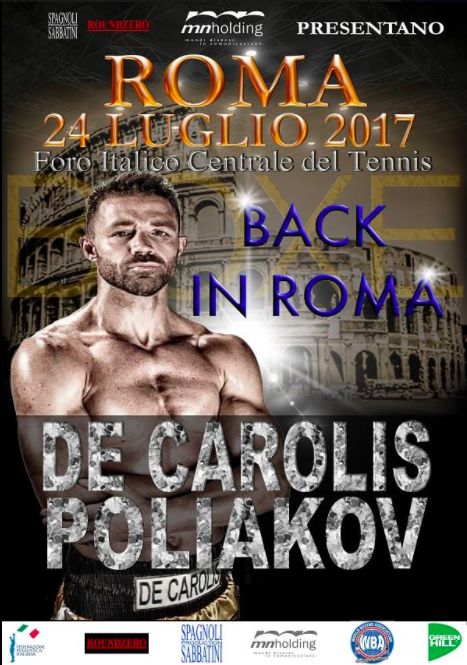 il 24 Luglio a Roma De Carolis vs Polyakov per il Titolo Int. WBA SuperMedi #ProBoxing