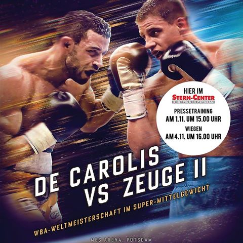 Oggi H 16 Il Peso Ufficiale, domani De Carolis vs Zuege per il titolo WBA Mondiale SuperMedi - Diretta 5/11 H 23 FoxSports