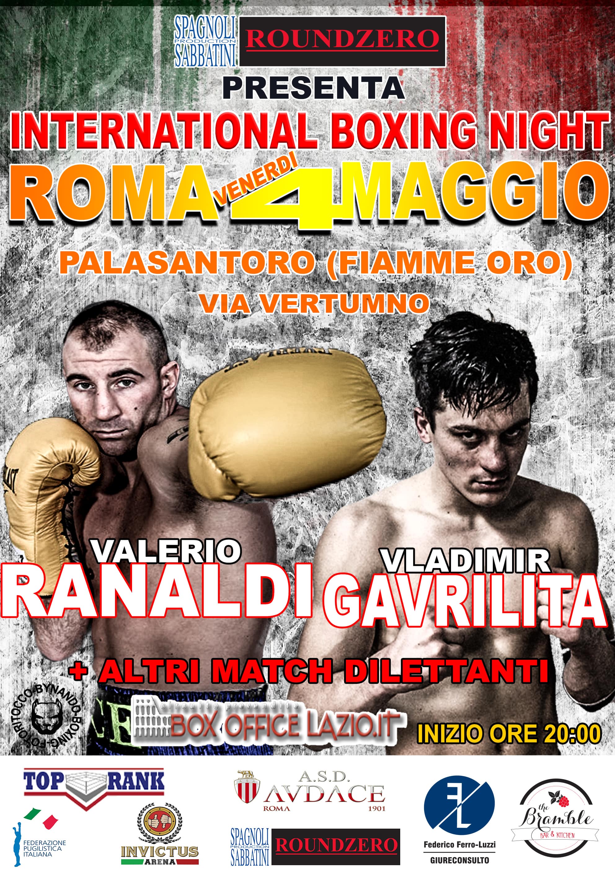 ROMA BOXING NIGHT  MULTIFIGHT - 4  MAGGIO 2018 : Il Ritorno sul ring di Valerio Ice Ranaldi 