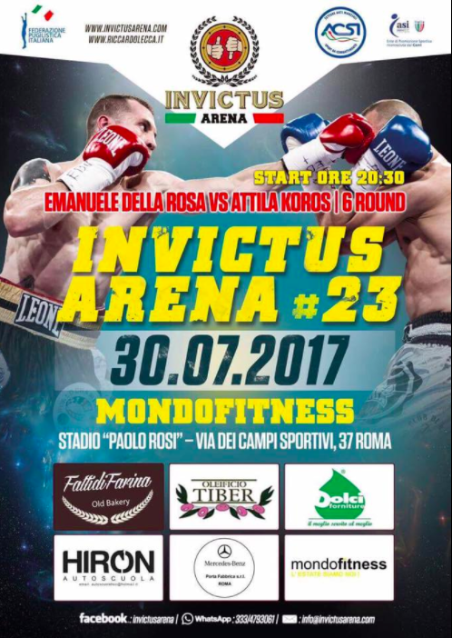 Il 30 Luglio a MondoFitness Roma: Invictus Arena con il Ritorno sul Ring di Emanuele Della Rosa