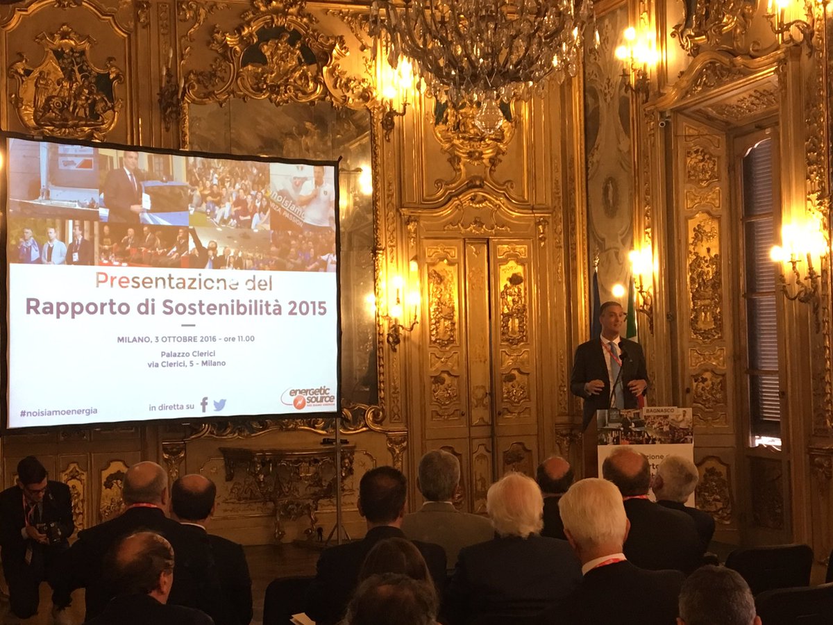 Energetic Source  Presentato a Milano il primo “Rapporto di Sostenibilità 2015”. Presenti il Segretario FPI Tappa e gli Azzurri Vianello e Cappai