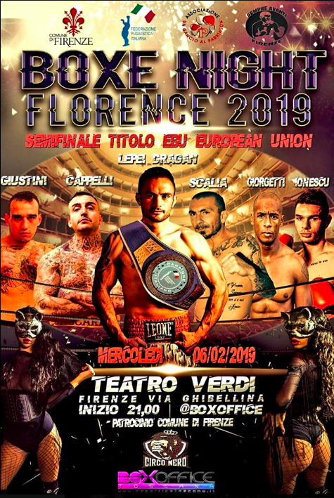 Il 6 Febbraio a Firenze la Boxe Night Florence 2019 #ProBoxing