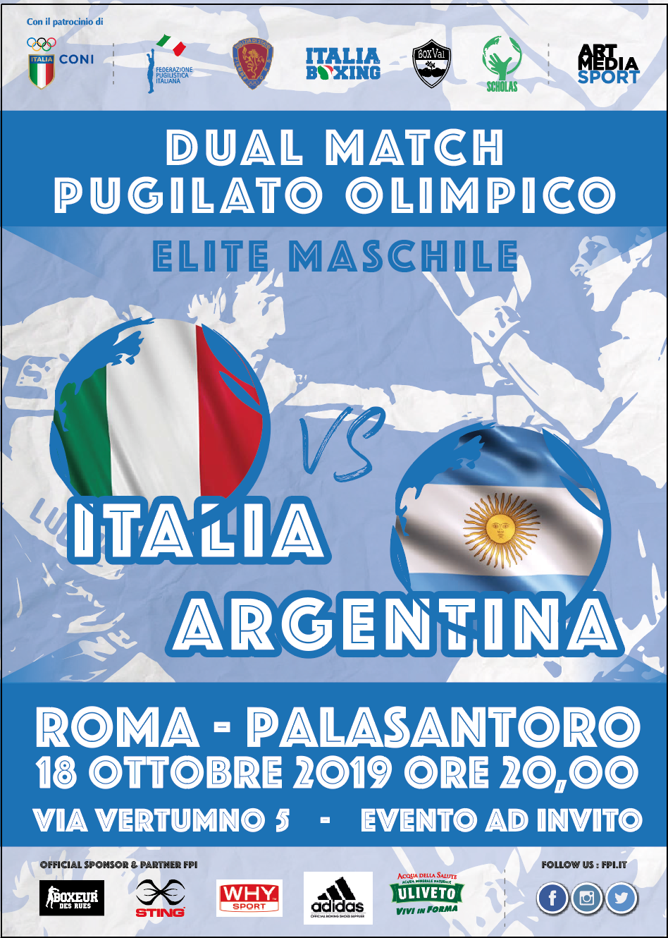 Il 18 ottobre a Roma Dual Match tra l'Italia e l'Argentina #ItaBoxing #RoadtoTokyo