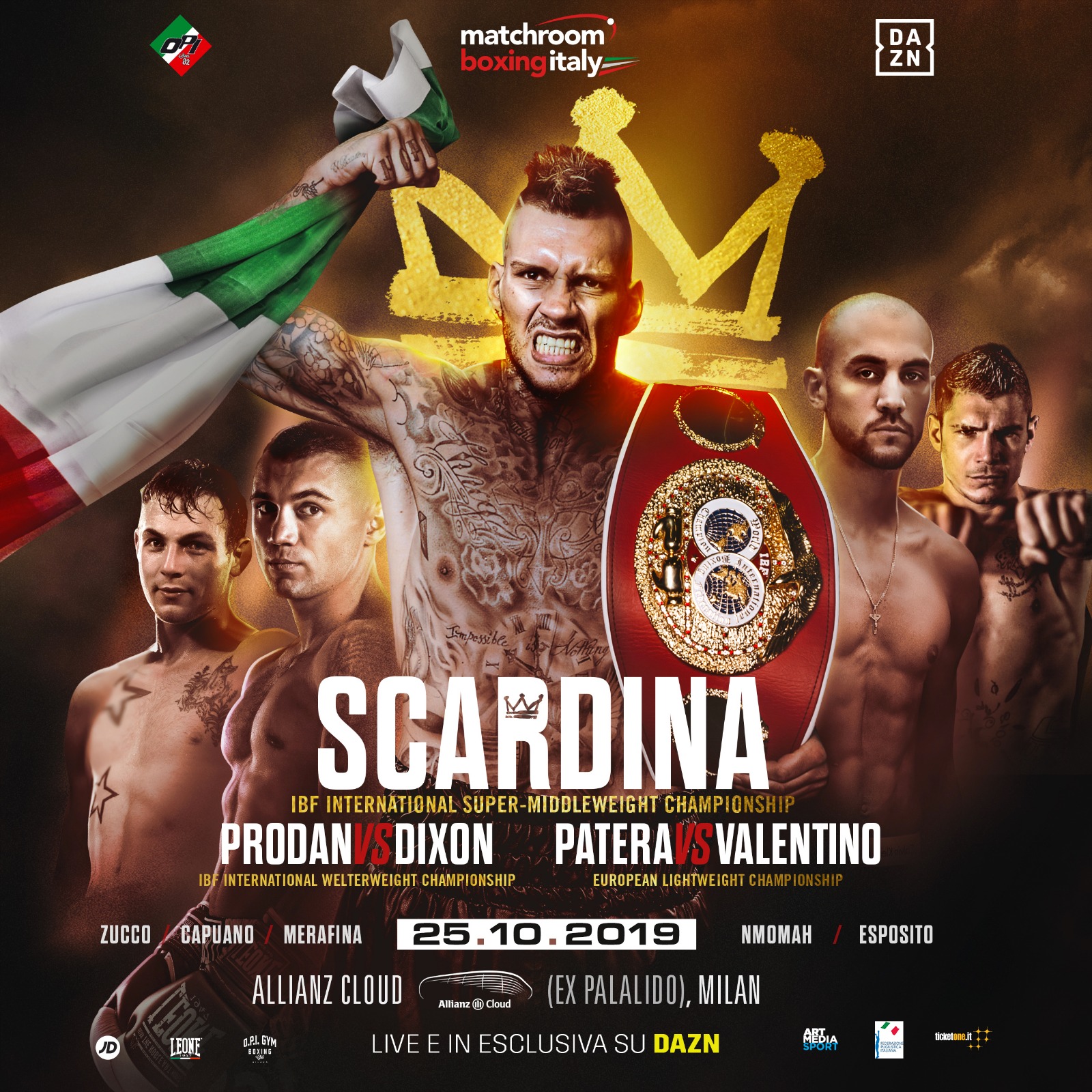 Sono in vendita i biglietti per la grande serata di boxe all’Allianz Cloud di Milano con Daniele Scardina, Francesco Patera e Mirko Valentino 