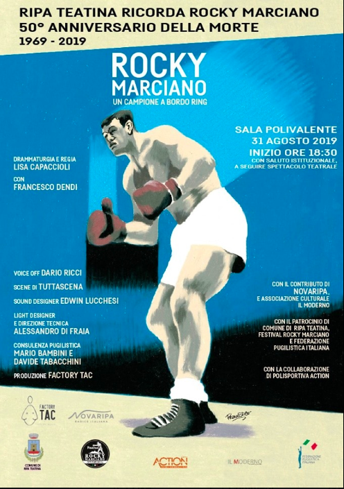 Il 31 Agosto a Ripa teatina lo SPETTACOLO TEATRALE "ROCKY MARCIANO, UN CAMPIONE A BORDO RING"