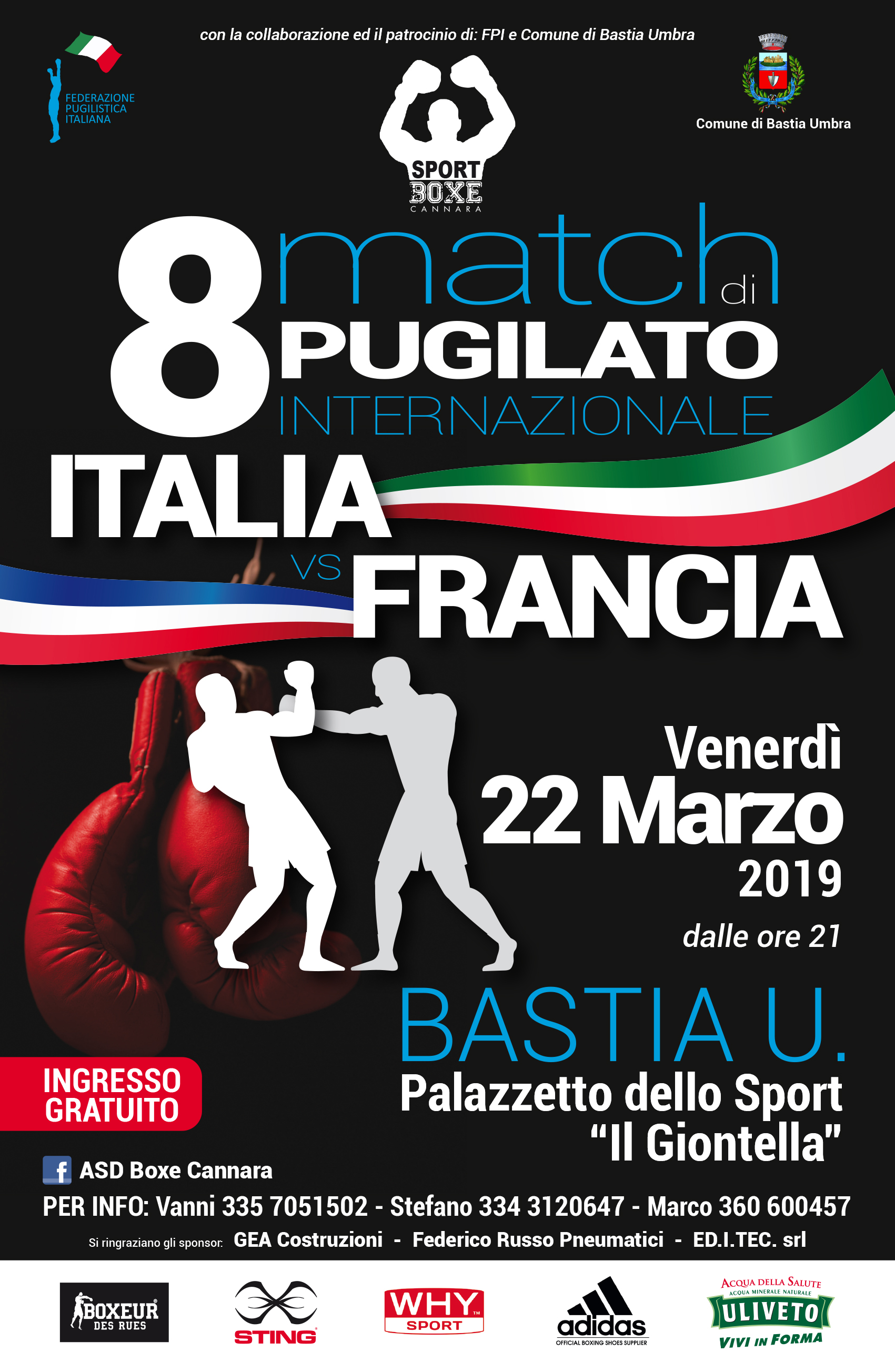 Il 22 marzo a Bastia Umbra Dual Match elite Maschile: Italia vs Francia #ItaBoxing