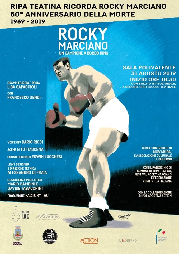 A Ripa Teatina la prima dello spettacolo teatrale “Rocky Marciano, un Campione a bordo ring”