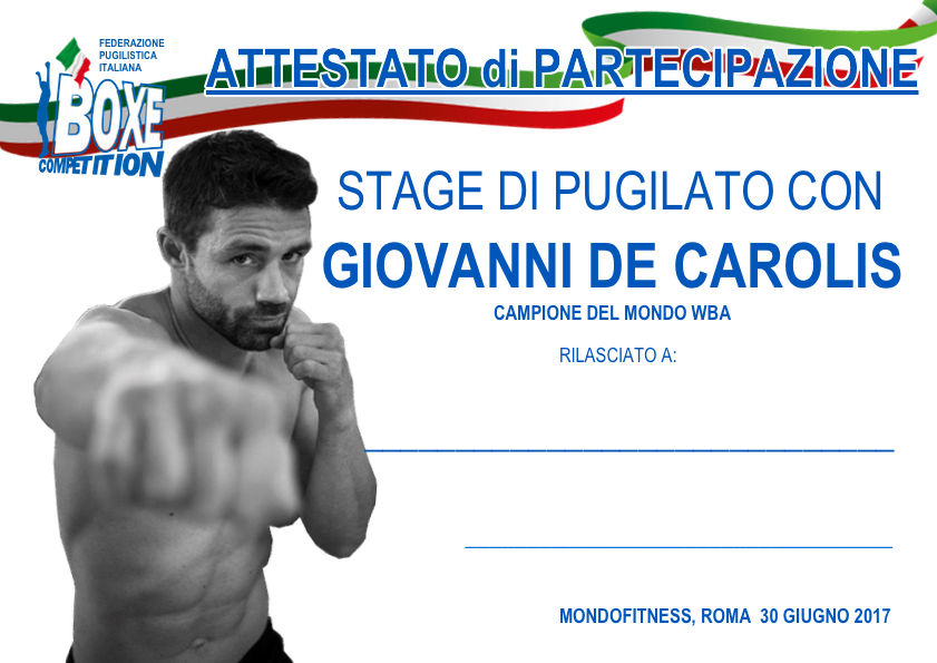 Programma 2° Modulo VIII Corso Tecnici FPI Boxe Competition 1-2 Luglio a Roma - il 30 Giugno Stage con Giovanni De Carolis 